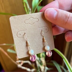 Pink & Pearl Dangle Earrings